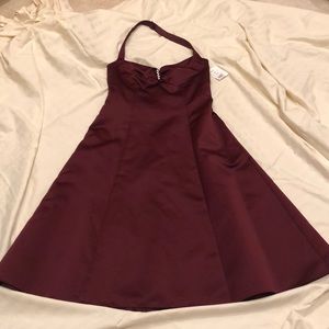 David’s Bridal Halter Bridesmaid Dress - Wine